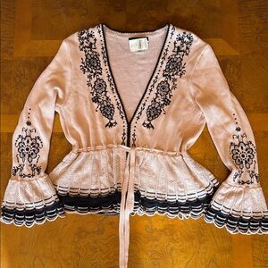 Nanette Lepore Blush and Black Cardigan Top